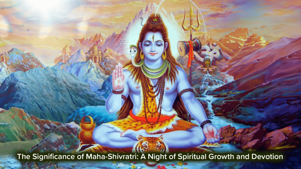 Devotees meditating at night during Shivratri symbolizing stillness and awareness
