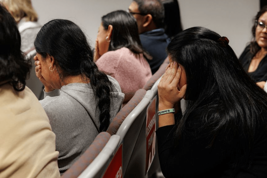 Family members of victim addressing media outside court premises